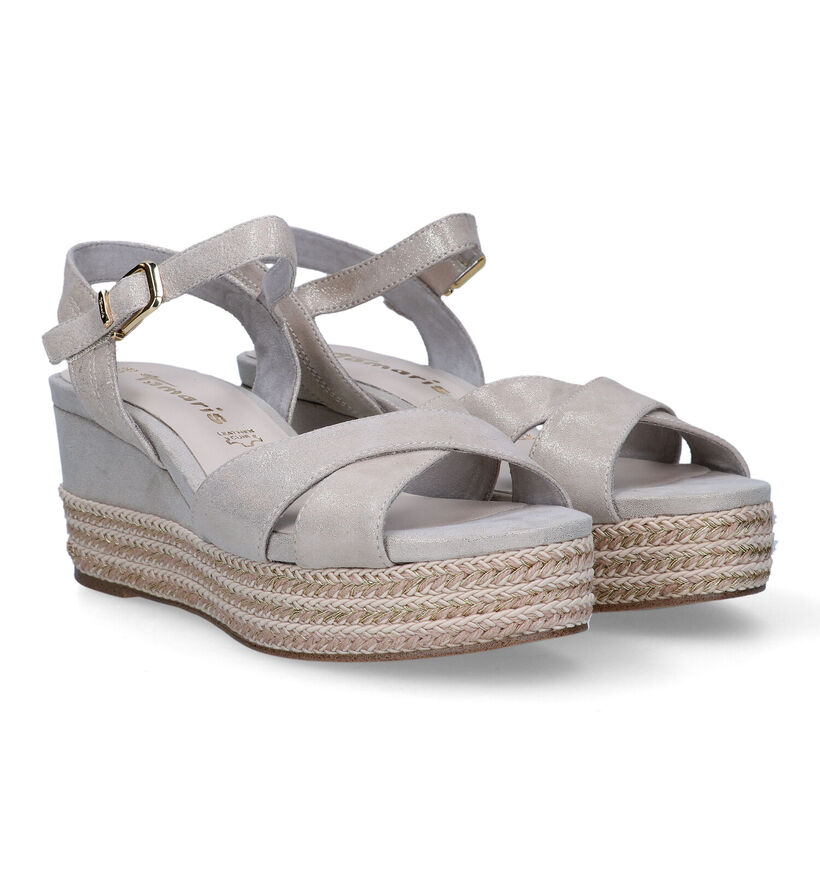 Tamaris Beige Sandalen met sleehak voor dames (322254)