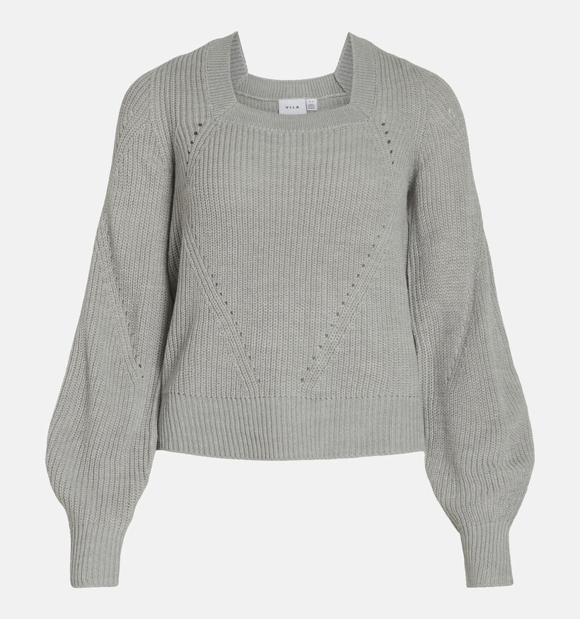 Vila OA Square-Neck Pull en Gris pour femmes (335010)