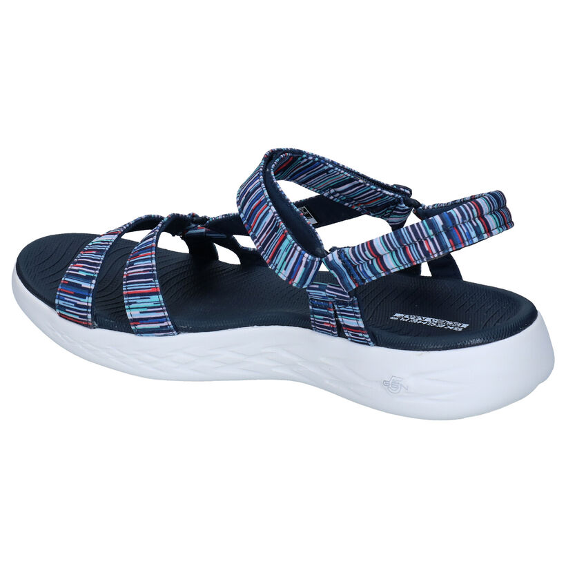 Skechers Sandales plates en Bleu foncé en textile (290290)