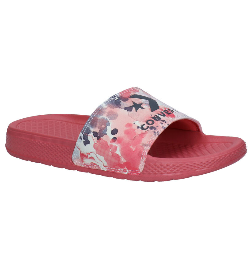 Converse AS Slide Claquettes de piscine en Rose en simili cuir (291069)