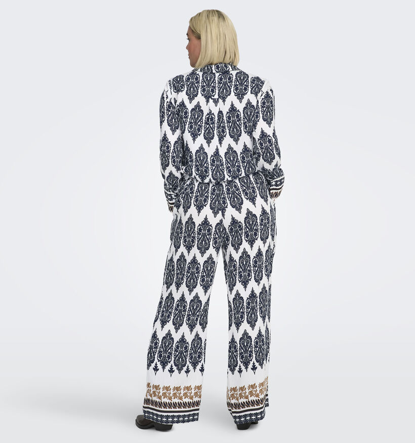 ONLY Carmakoma Havana Pantalon en Blanc/Bleu fonc&eacute; pour femmes (374865)