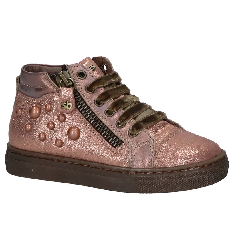 STONES and BONES Baric Rose Gold Hoge Schoentjes in leer (223368)