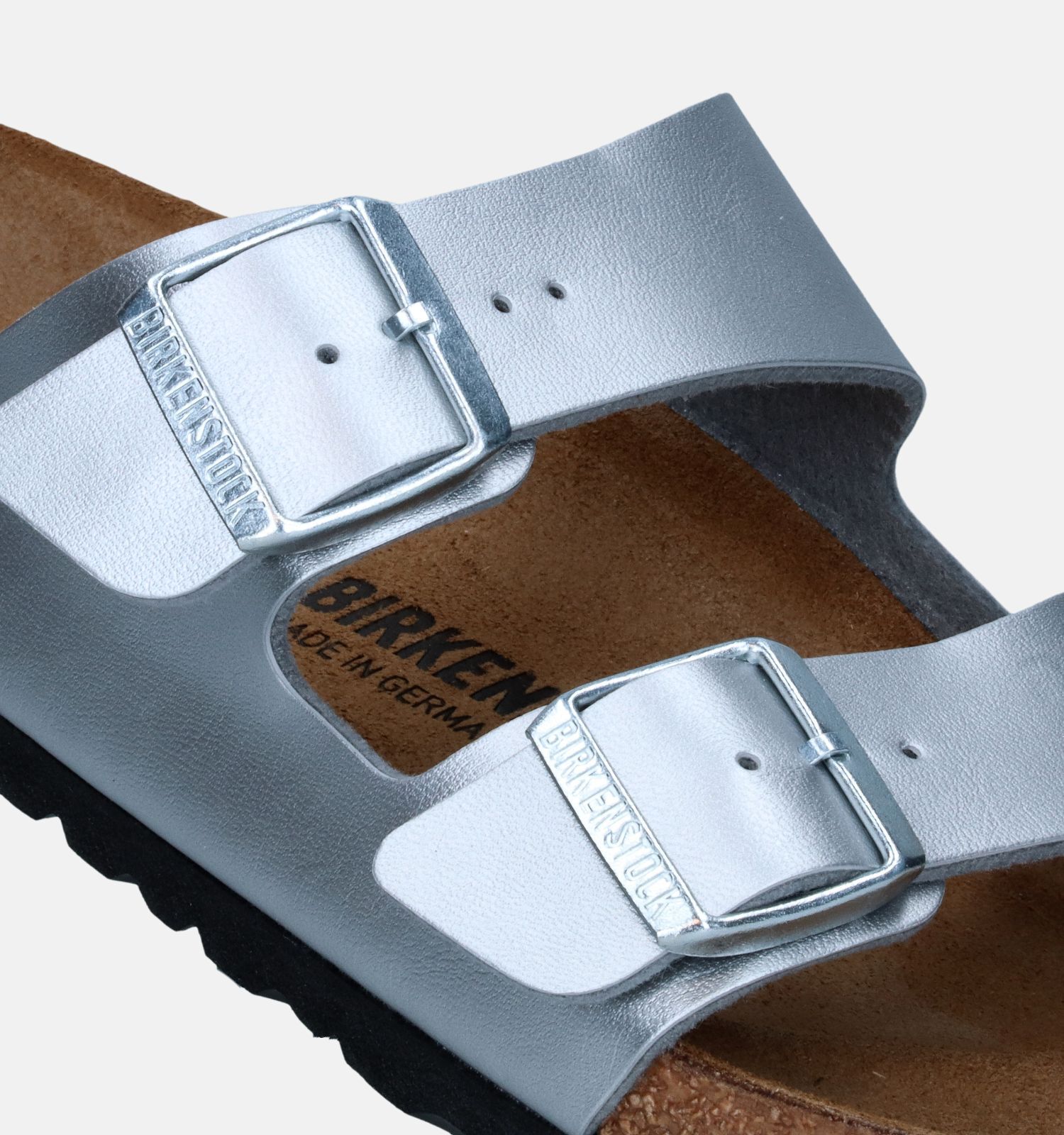 Birkenstock Arizona Birko Flor Zilveren Slippers Dames Slippers Online op TORFS.BE