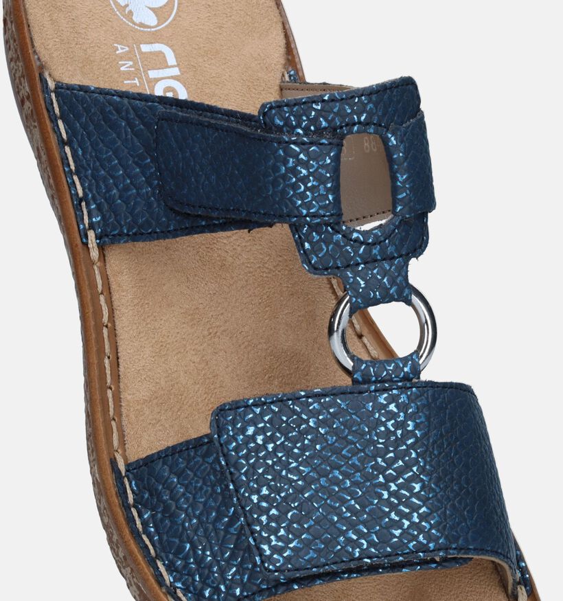 Rieker Nu-pieds plates en Bleu foncé pour femmes (339077)