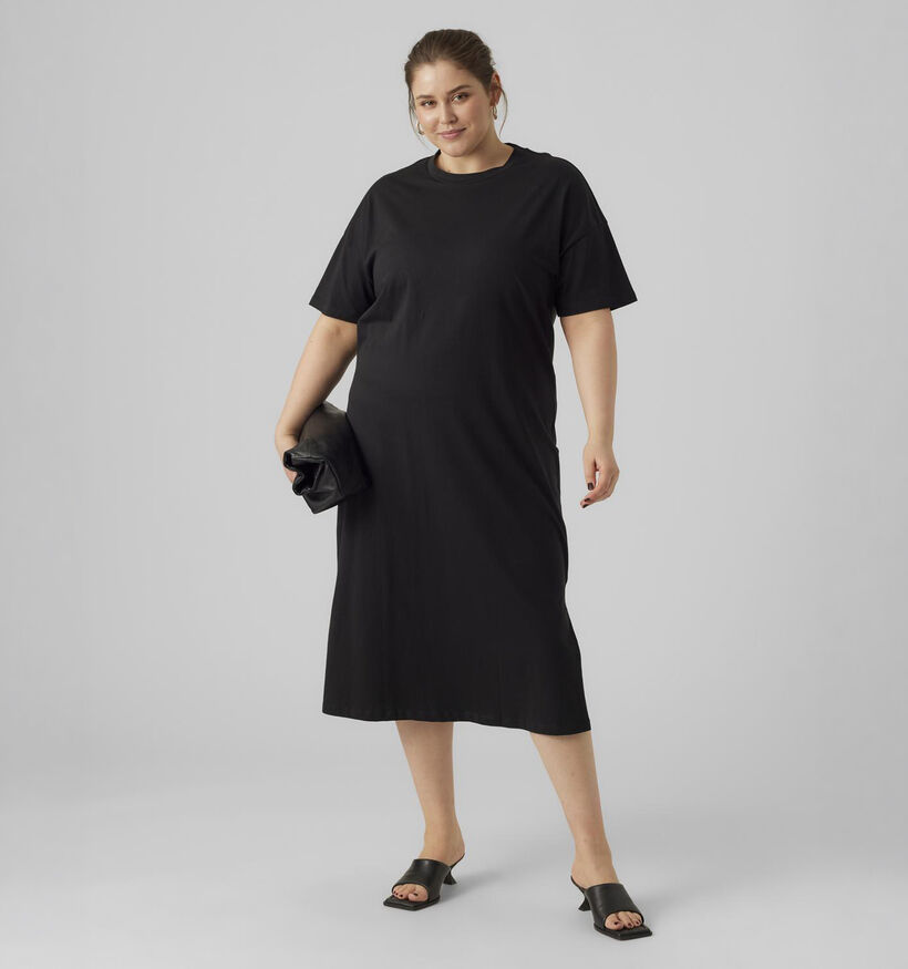 Vero Moda Curve Molly Oversized Zwarte T-shirt Jurk voor dames (369322)