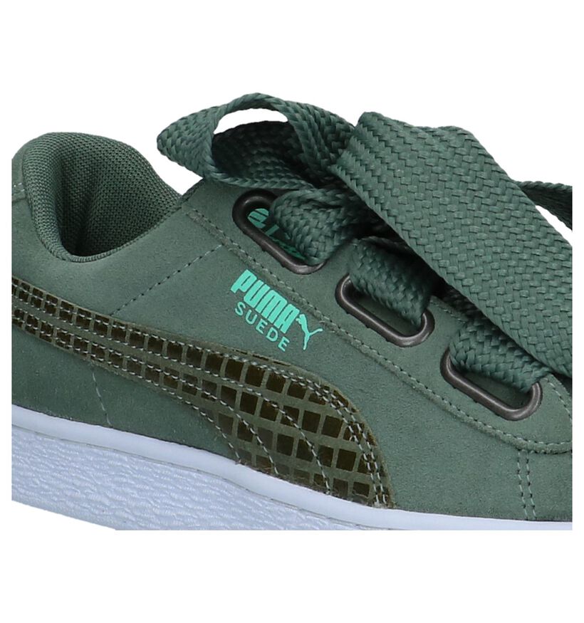Puma Suede Heart Kaki Sneakers in daim (221665)