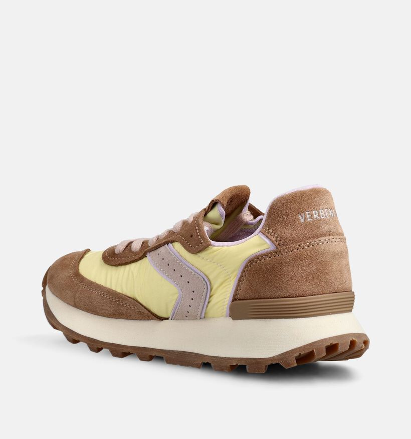 Verbenas Clodette Tessali Lichtgele/Bruine Sneakers voor dames (372924) - geschikt voor steunzolen