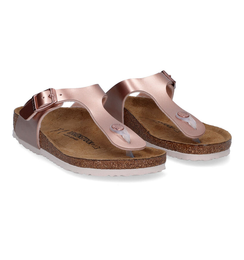 Birkenstock Gizeh Birko Flor Tongs en Or pour filles (338077)