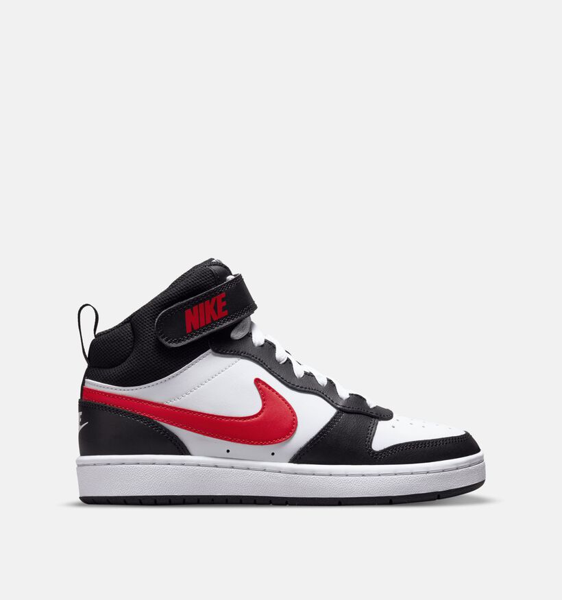 Nike Court Borough Mid 2 Baskets montantes en Noir/Rouge pour gar&ccedil;ons (377281)