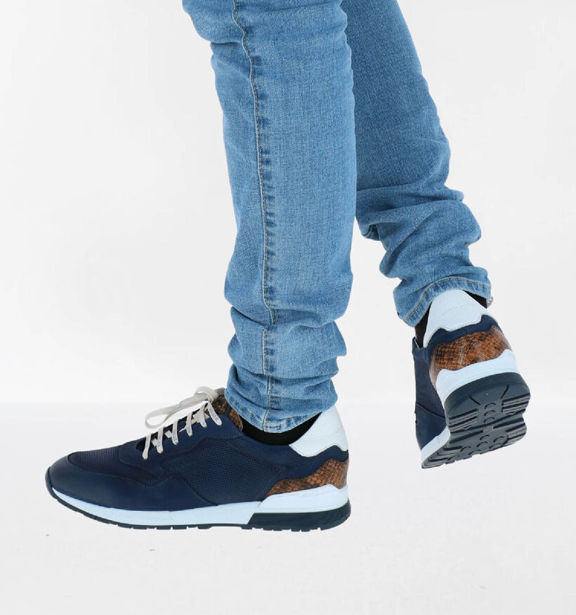 Van Lier Blauwe Veterschoenen in nubuck (291352)