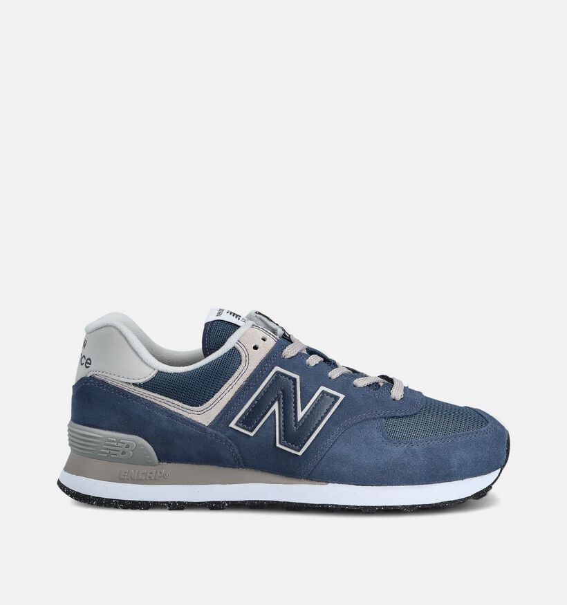 New Balance 574 Core Baskets basses en Bleu fonc&eacute; pour hommes (375105) - pour semelles orthop&eacute;diques