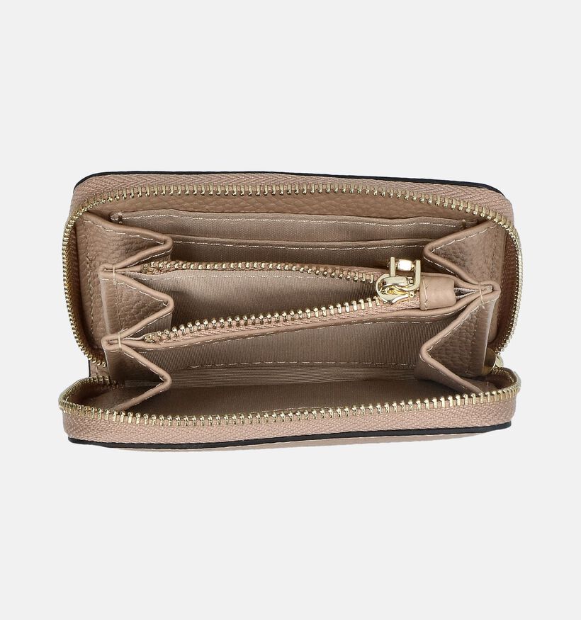 Crinkles Porte-monnaie zippé en Taupe pour femmes (358076)