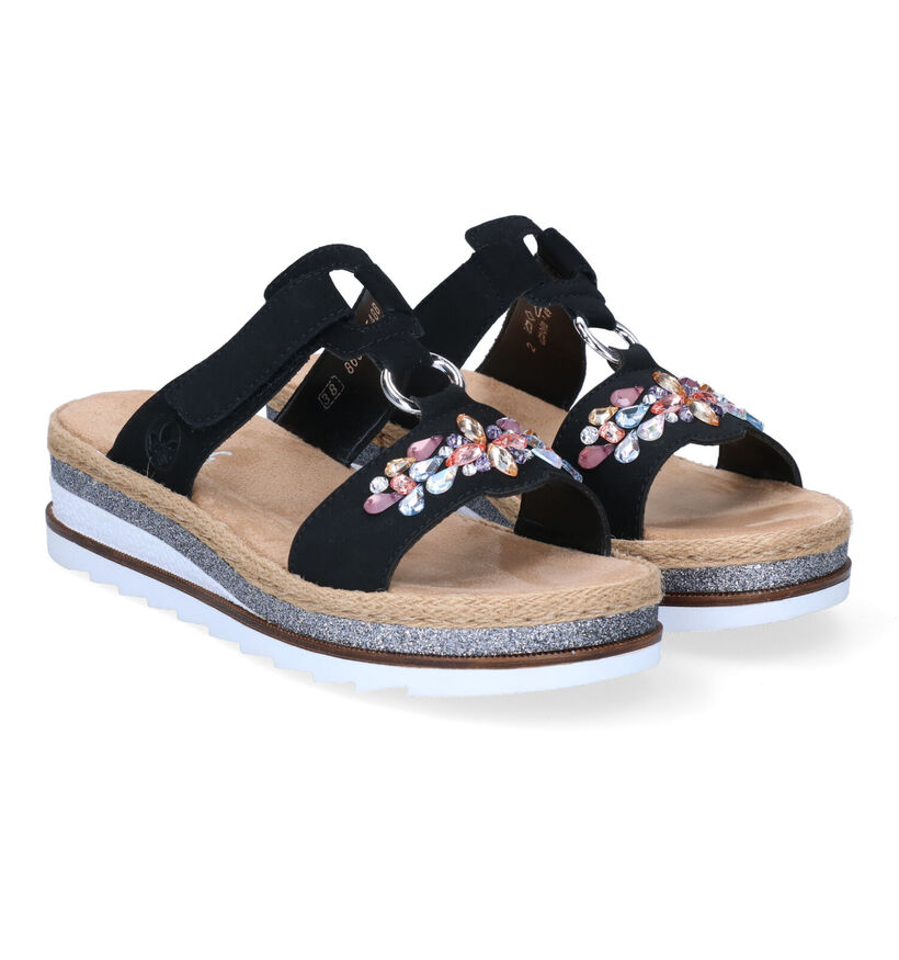 Rieker Zwarte Slippers in stof (307167)