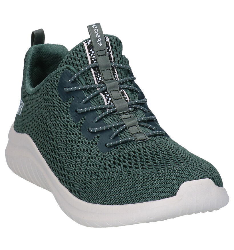 Skechers Ultra Flex Kaki Sneakers in stof (295598)