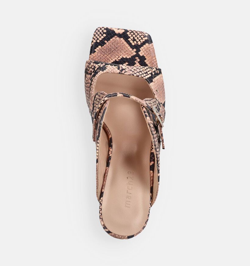 March23 Cemi Powder Python Nu-pieds &agrave; talons en Beige/Noir pour femmes (372165)