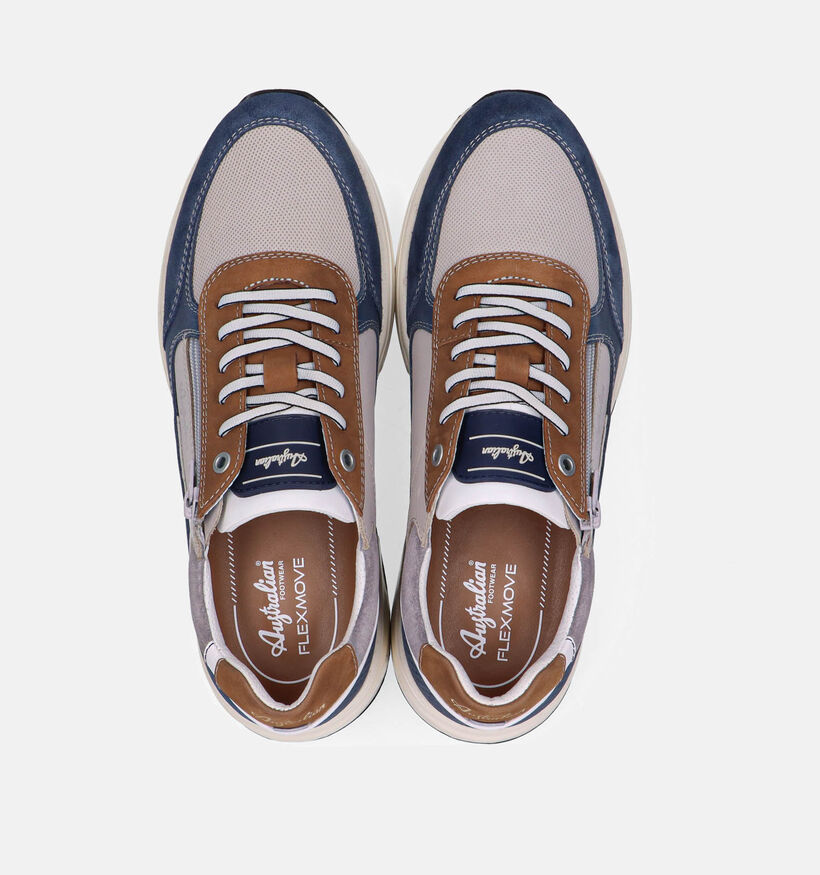 Australian Hawker Grijze/Blauwe Rits-Veterschoenen voor heren (369692) - geschikt voor steunzolen