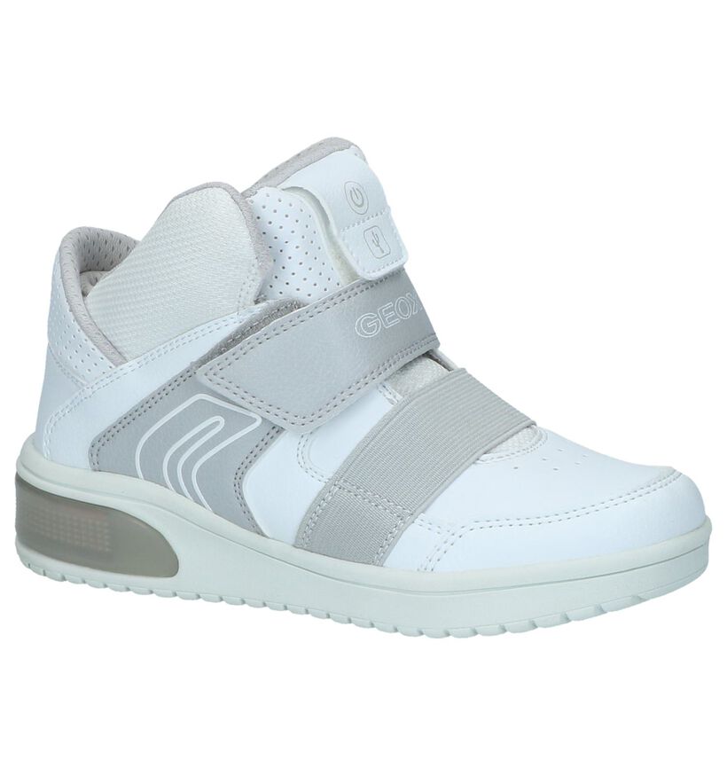 Geox Witte Hoge Sneakers met Lichtjes in stof (223185)