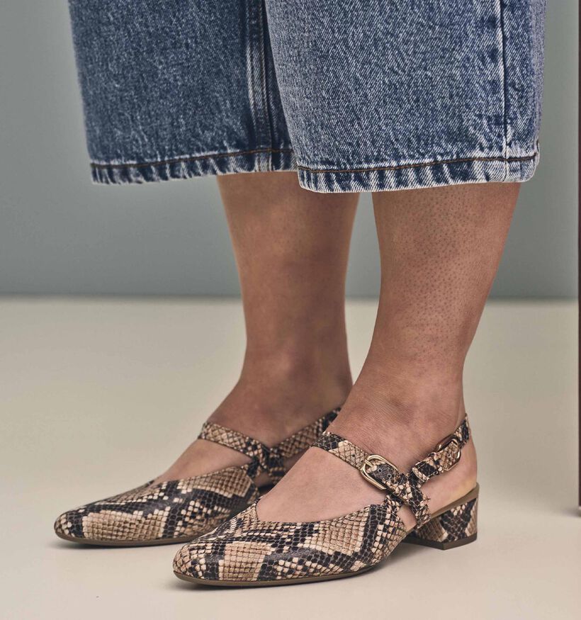 Gabor Python Grande Escarpins slingback en Beige pour femmes (373300)