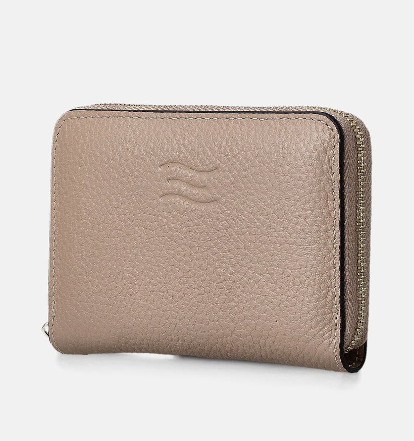 Crinkles Porte-monnaie zippé en Taupe pour femmes (358076)