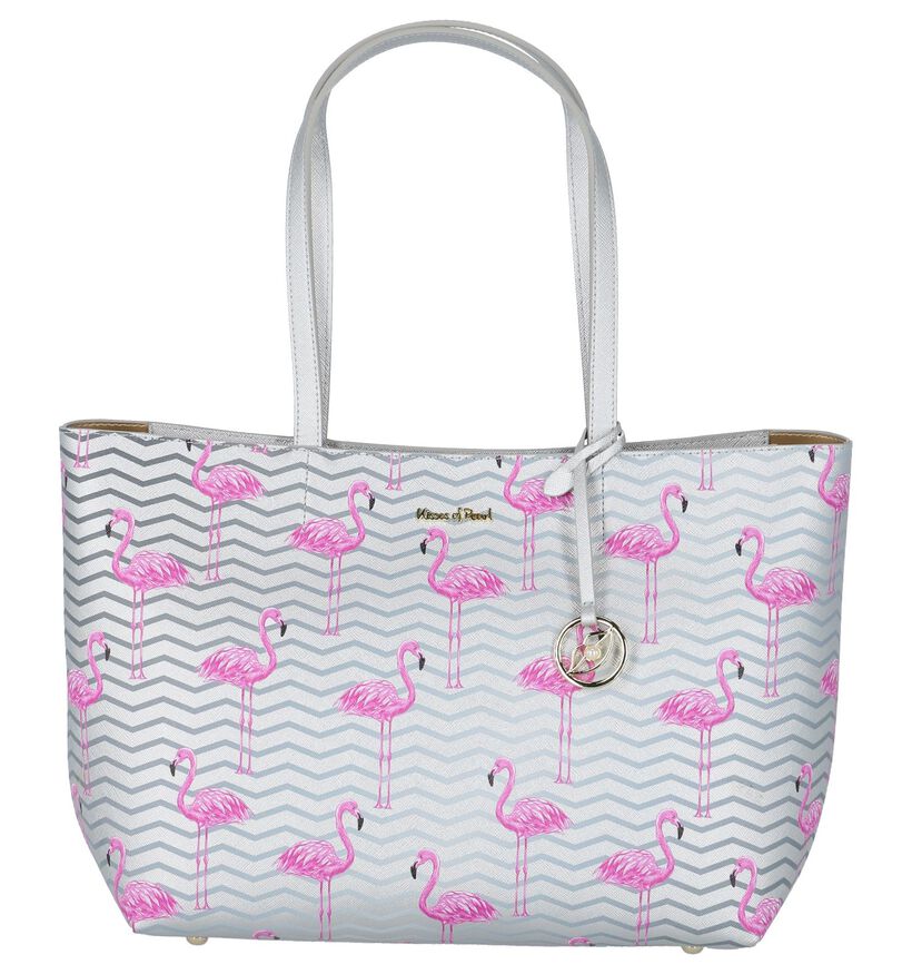 Kisses of Pearl Gaelle Zilveren Shopper met Flamingo's, , pdp