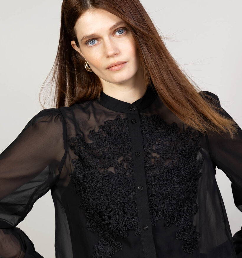 Mexx Lace Detail Zwarte Blouse voor dames (375527)