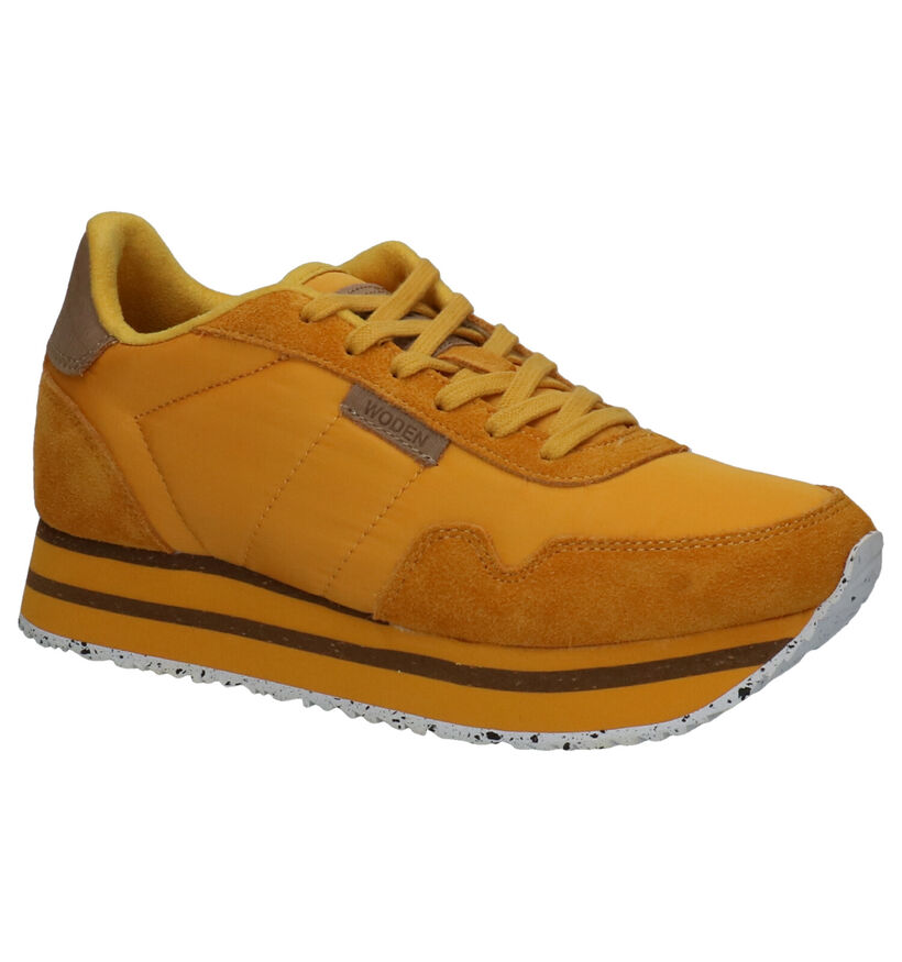 Woden Nora II Chaussures à lacets en Jaune en textile (254194)