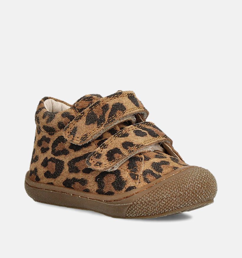 Naturino Cocoon Suede Bruine/Leopard Babyschoenen voor meisjes (364250) - geschikt voor steunzolen