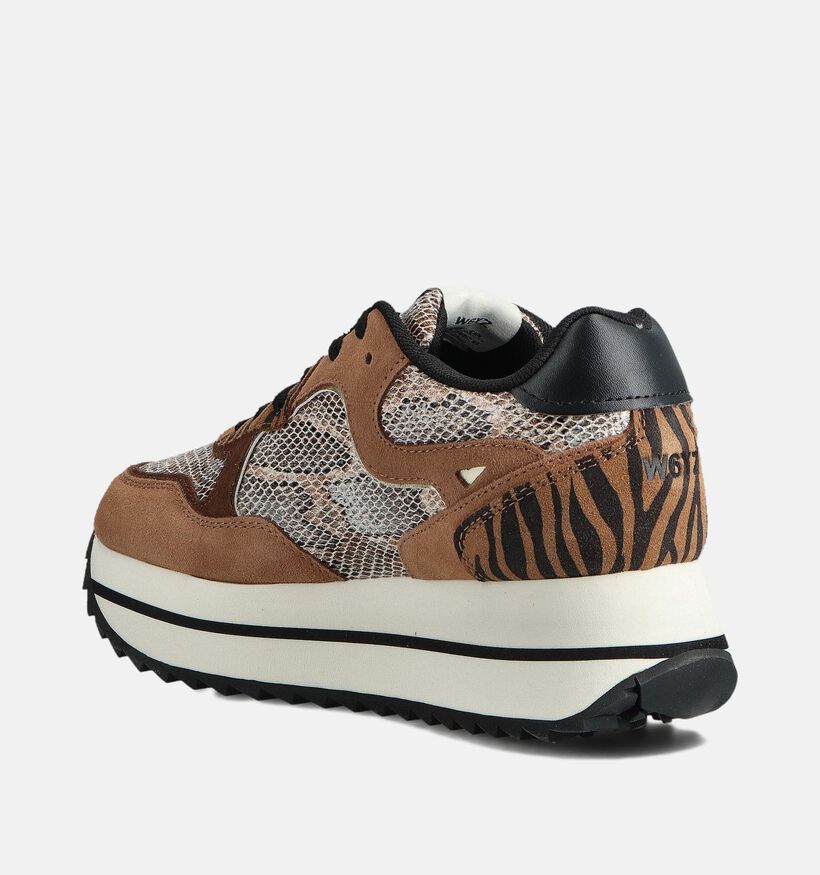 W6YZ Deva Bruine/Zwarte Platformsneakers voor dames (364048) - geschikt voor steunzolen