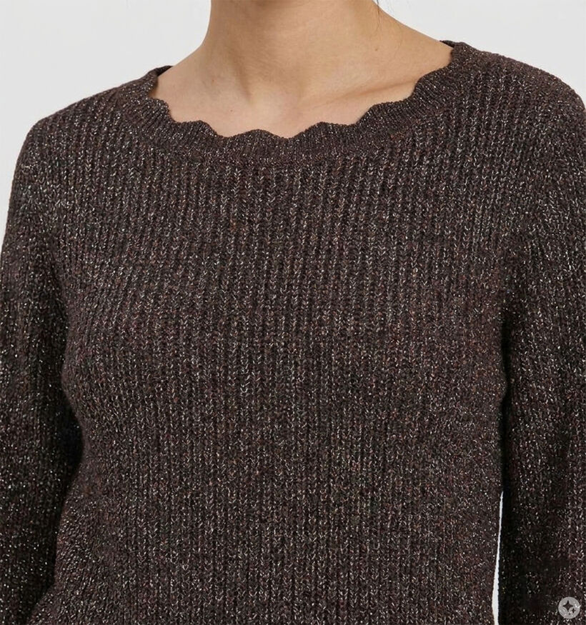 Vila Cutie Scallop Boatneck Bruine Trui voor dames (378492)