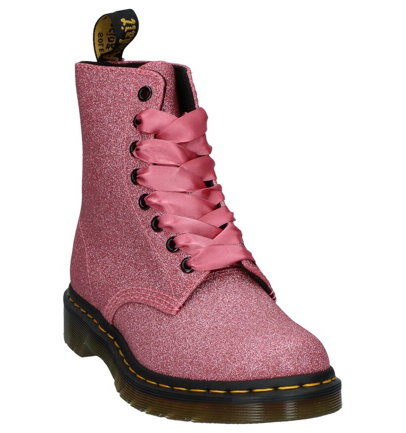 Roze Veterboots Dr. Martens Pascal Glitter in stof (237914)