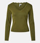 Pieces Celia Sphagnum Groene T-shirt met Lange Mouwen voor dames (382094)