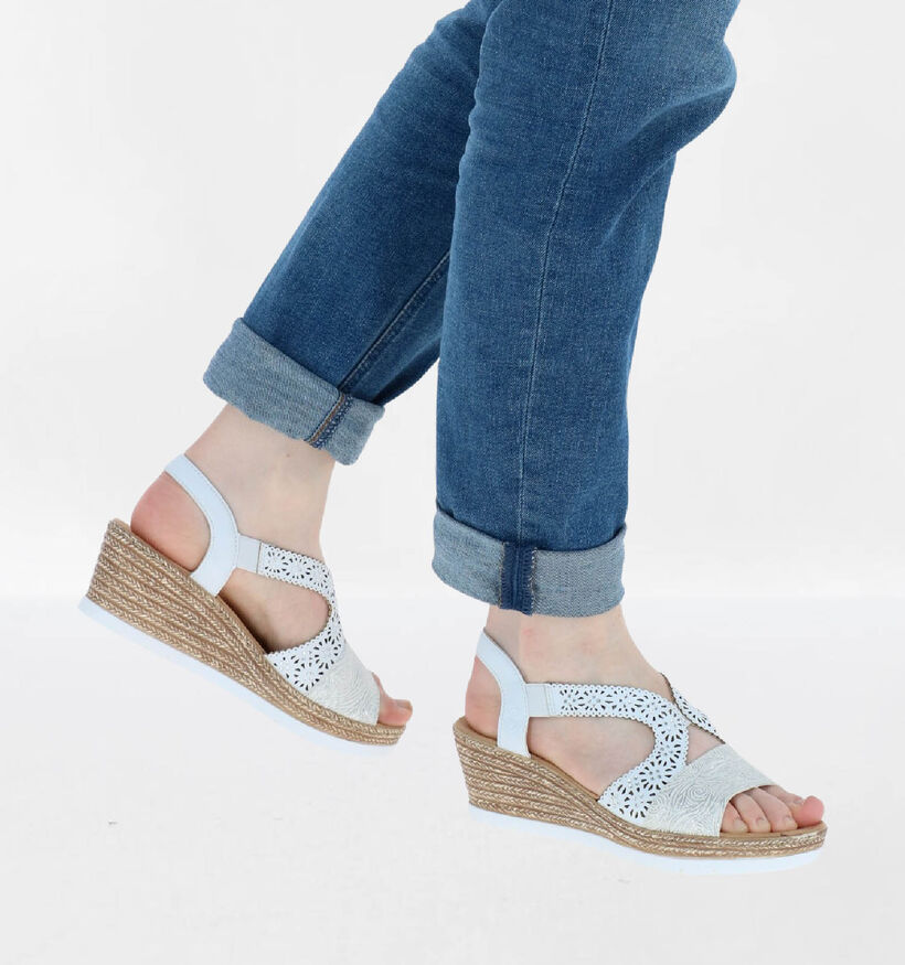 Rieker Zilveren Sandalen met sleehak voor dames (339119)