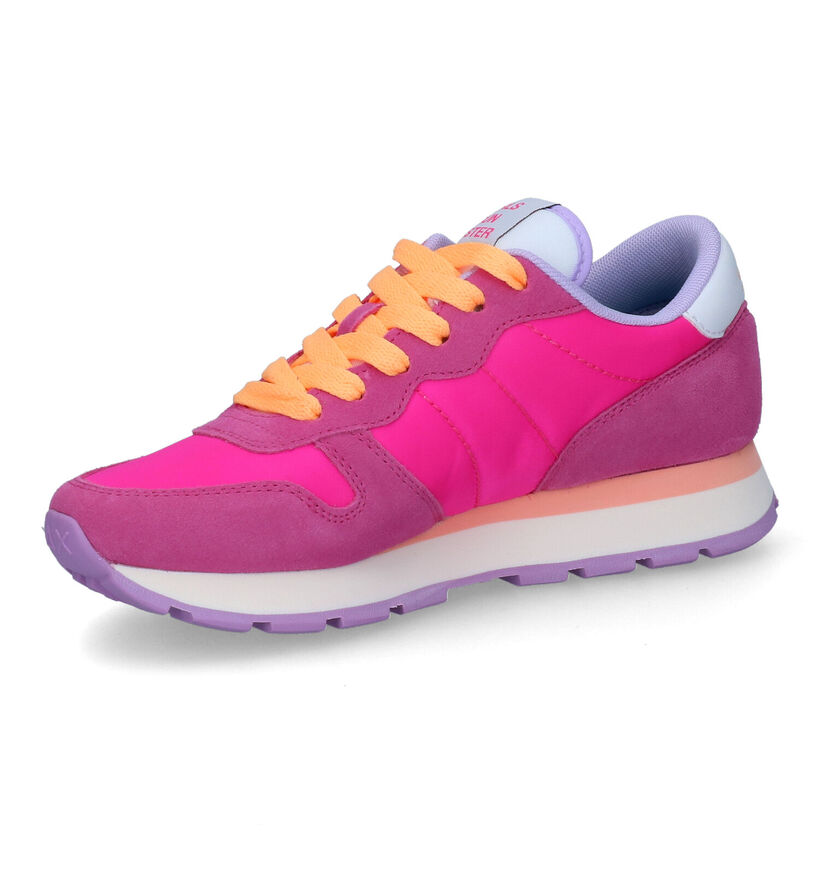 Sun 68 Ally Solid Nylon Fuchsia Sneakers in nubuck (304668)