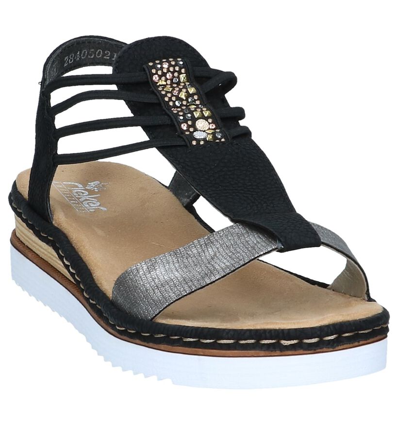Zwarte Geklede Sandalen Rieker in kunstleer (251659)