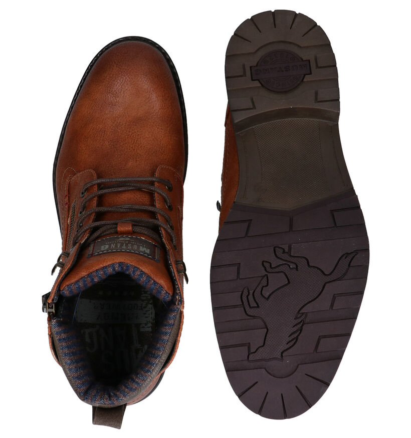 Mustang Boots à lacets en Cognac en simili cuir (313557)
