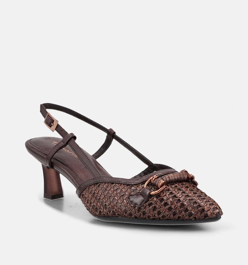 Tamaris Escarpins slingback en Brun fonc&eacute; pour femmes (367706)