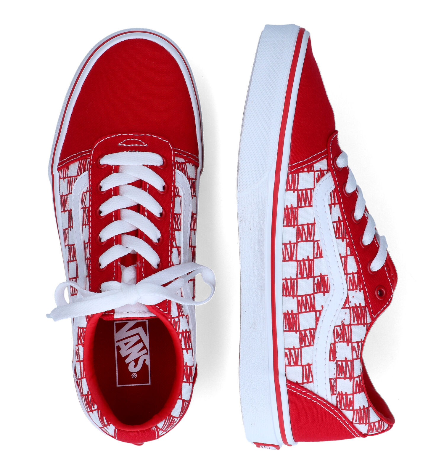 Vans blanche ligne rouge cheap