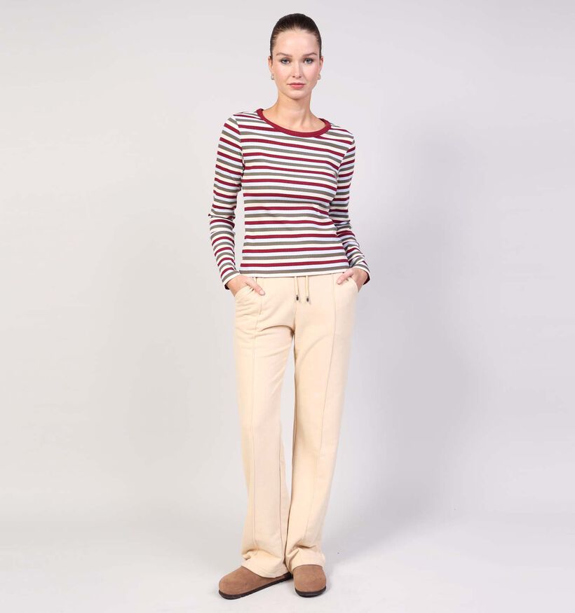 Pieces May Longsleeves en Bordeaux/Jaune pour femmes (365859)