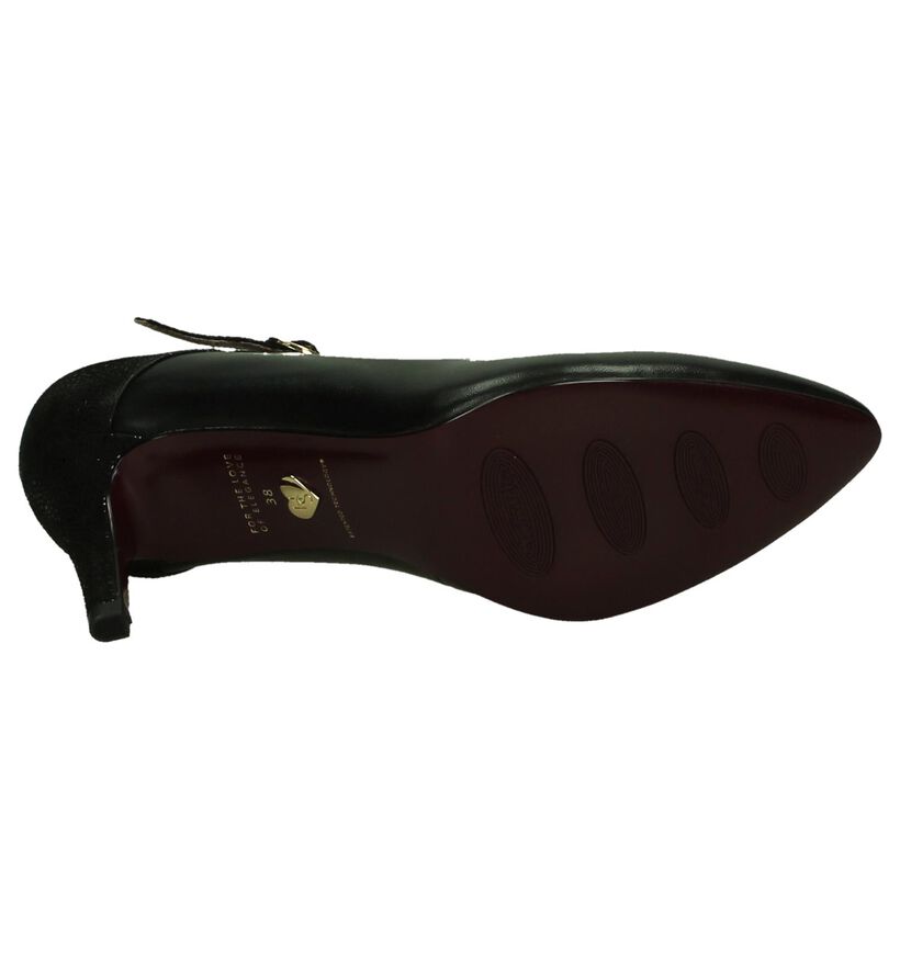 Tamaris Heart & Sole Zwarte Pumps met Bandje in leer (202722)