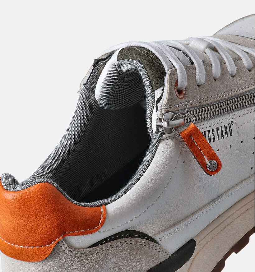 Mustang Ecru Veterschoenen voor heren (353624) - geschikt voor steunzolen