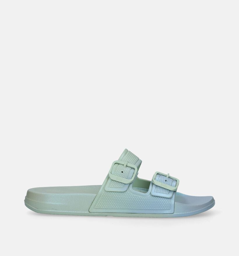 FitFlop Iqushion Iridescent Two-Bar Buckle Nu-pieds en Vert pour femmes (336943)