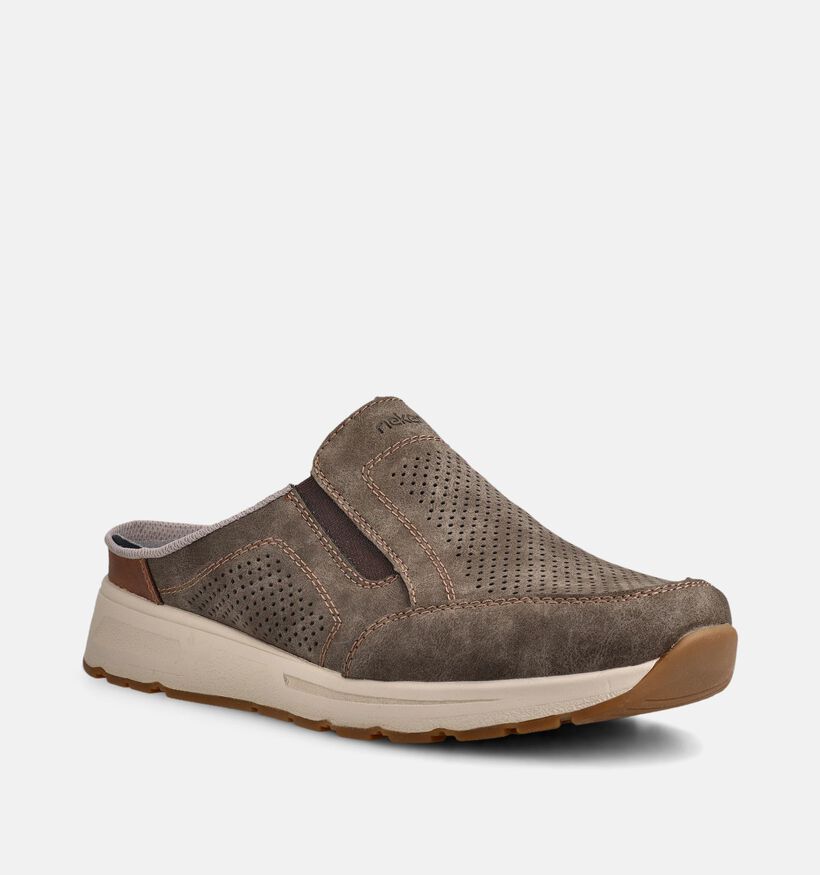 Rieker Nu-pieds plates en Marron pour hommes (370484) - pour semelles orthop&eacute;diques