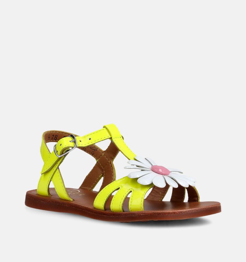 Pom d'Api Plagette Big Flower Gele Sandalen voor meisjes (370271)