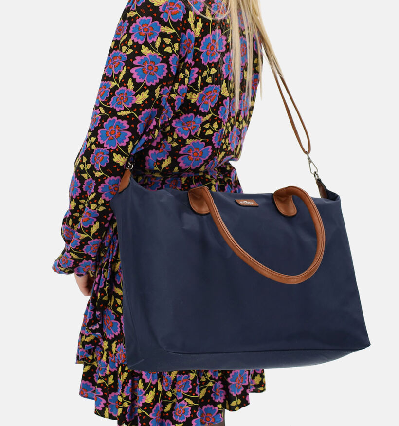 Charm London Donkerblauwe/Cognac Shoppertas voor dames (374395)