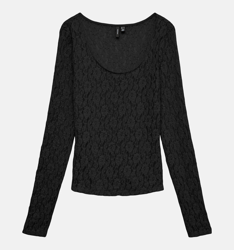 Vero Moda Flora Zwarte T-shirt met Lange Mouwen voor dames (381314)