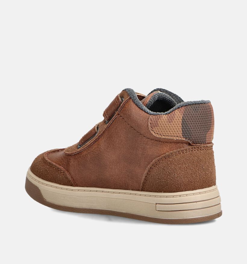SJ Cognac Hoge Schoenen met Velcro voor jongens (363174) - geschikt voor steunzolen