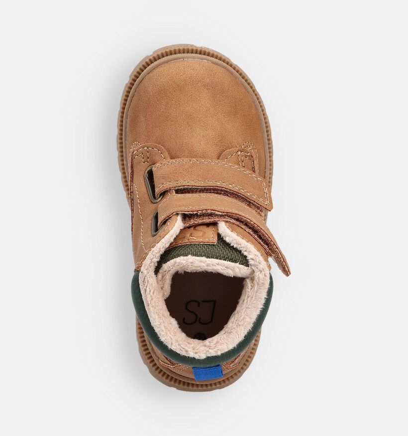 SJ Cognac Hoge Velcroschoenen voor jongens, meisjes (363162) - geschikt voor steunzolen