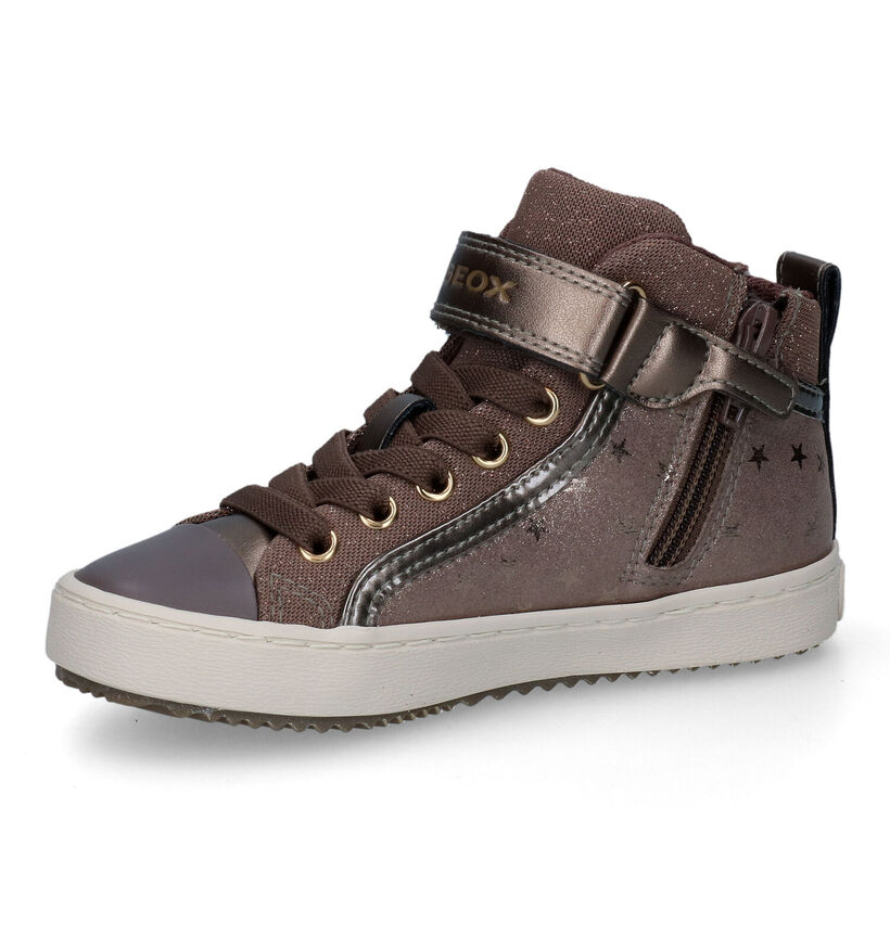 Geox Kalispera Baskets Hautes en Taupe pour filles (312541) - pour semelles orthopédiques