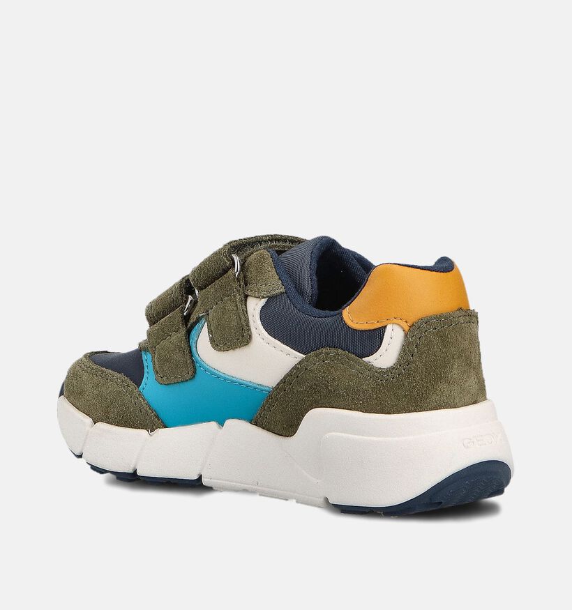 Geox Flexyper Mini Boy Donkergroene Sneakers met Blauw Accent voor meisjes, jongens (360356) - geschikt voor steunzolen