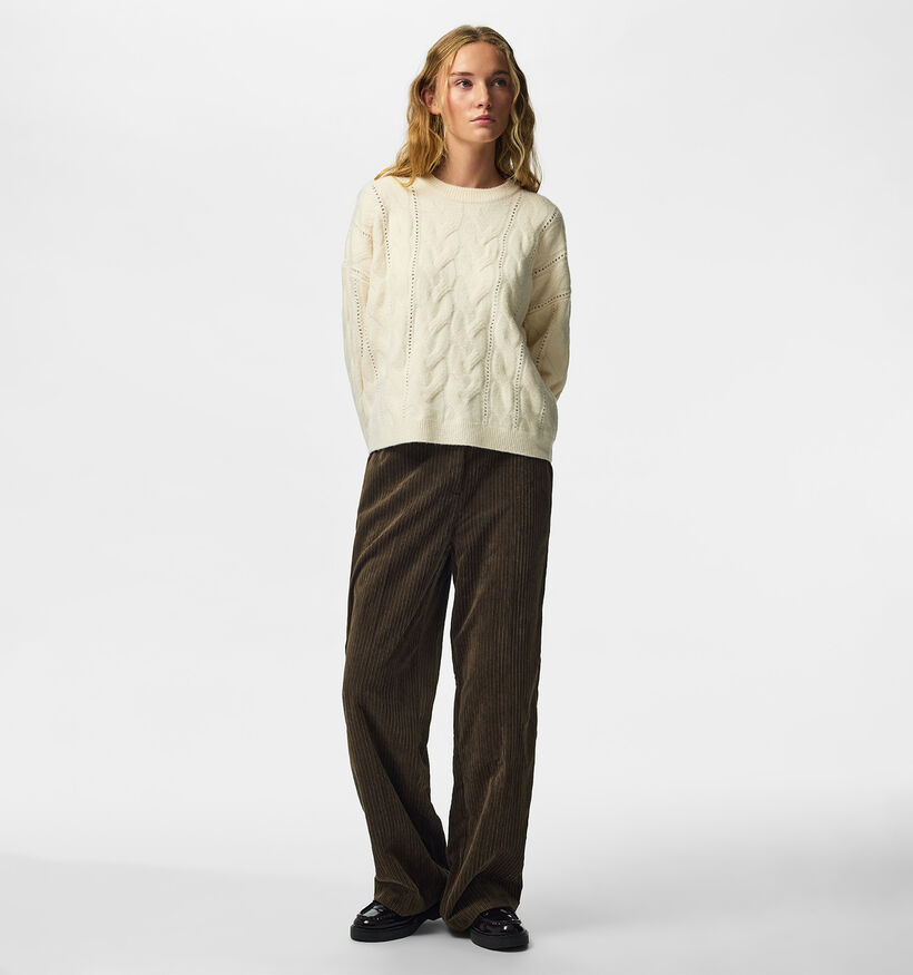 Pieces Kathy Cable Knit Pull Beige Clair pour femmes (378373)